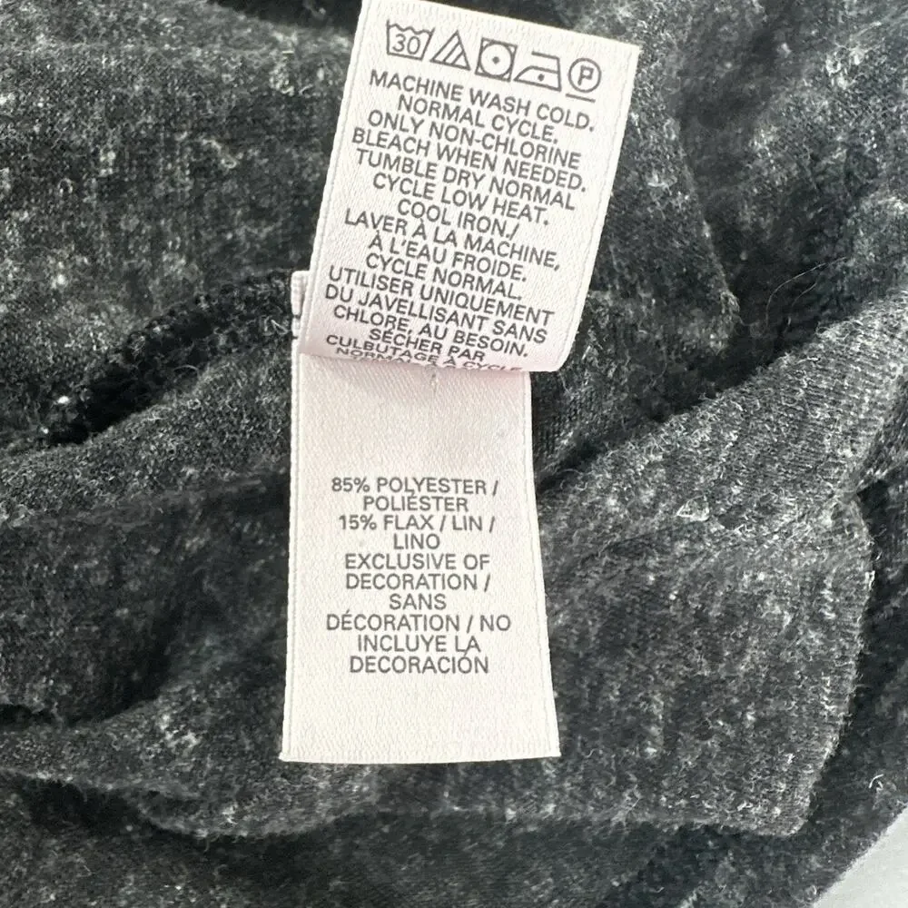 Victoria Secret Top Shirt Womens Small‎ Grey Henley Scoop Neck Soft Flax